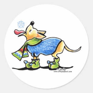 Sticker Rond Flocon de neige d'hiver de chiwawa