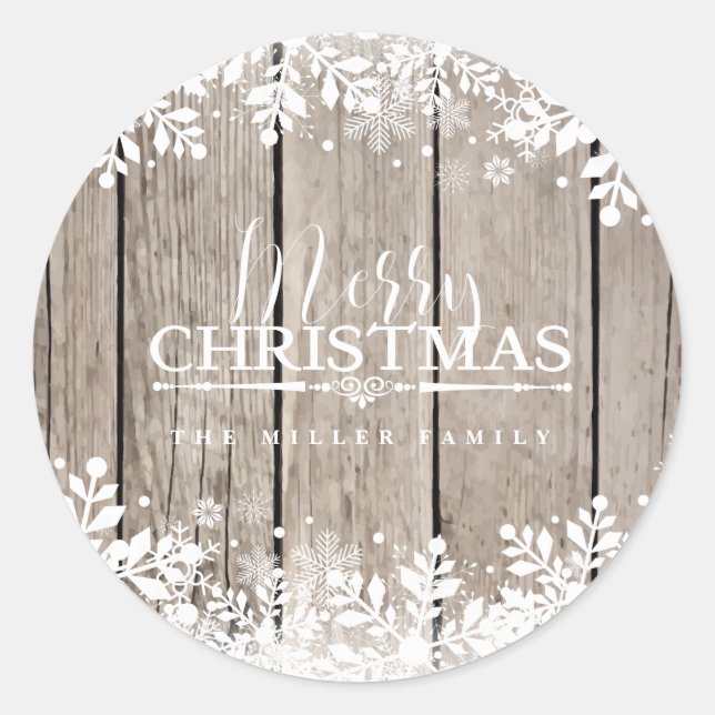 Sticker Rond Flocon de neige d'hiver, vacances (Devant)