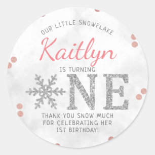 Sticker Rond Flocon de neige Hiver 1er anniversaire