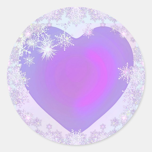 Sticker Rond Flocon de neige pourpre (Devant)