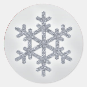 Sticker Rond Flocon de neige Silver FAUX Parties scintillant av