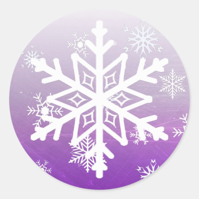 Sticker Rond Flocon de neige violet de Noël (Devant)