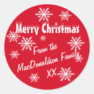 Sticker Rond Flocon de Noël coutume rouge