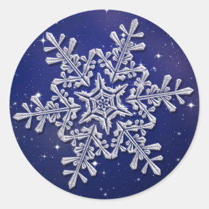 Sticker Rond Flocons de neige argentés sur l'autocollant de