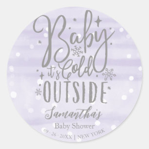 Sticker Rond Flocons de neige Bébé Il fait froid dehors Baby Sh