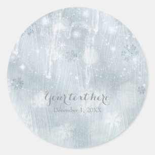 Sticker Rond Flocons de neige de glace blanche Faveur de mervei