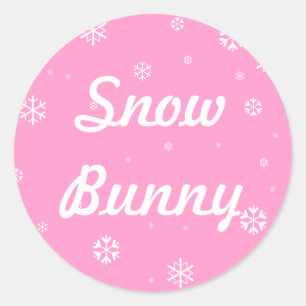 Sticker Rond Flocons de neige de lapin de neige
