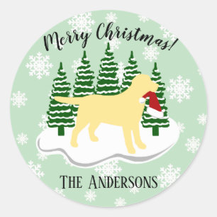 Sticker Rond Flocons de neige jaunes d'arbre de Noël de