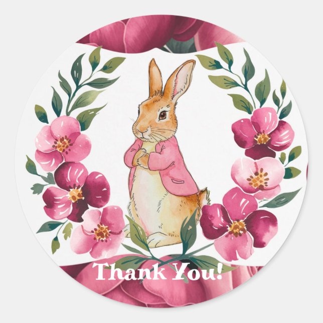 Sticker Rond Flopsy's Countryside Adventure Girl Baby shower (Devant)