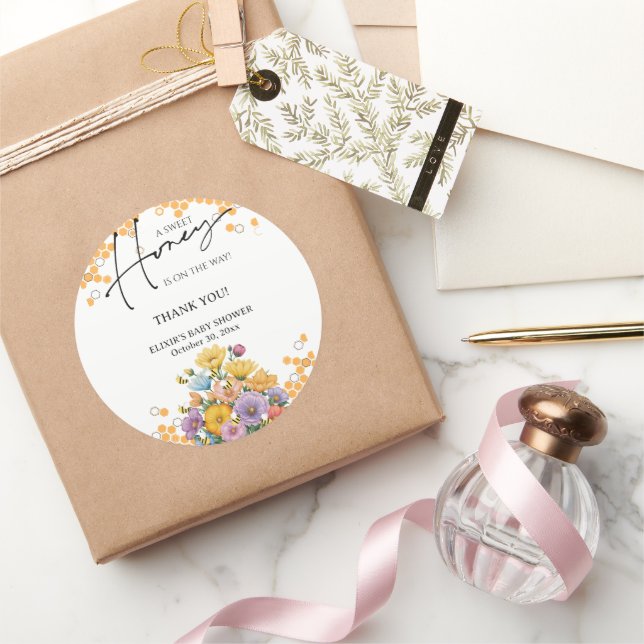 Sticker Rond Floral A Sweet Honey Baby shower d'abeilles (Cadeaux)