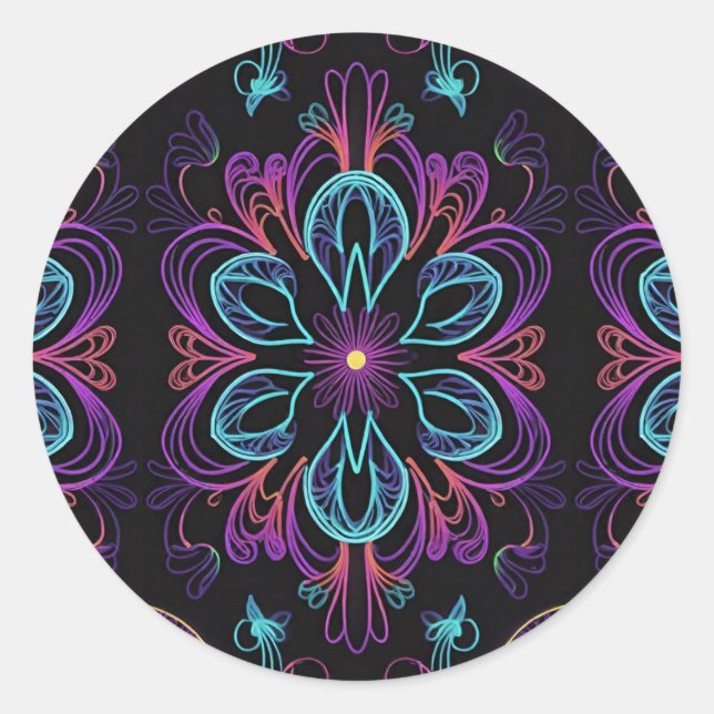 Sticker Rond Floral Abstrait vibrant (Devant)