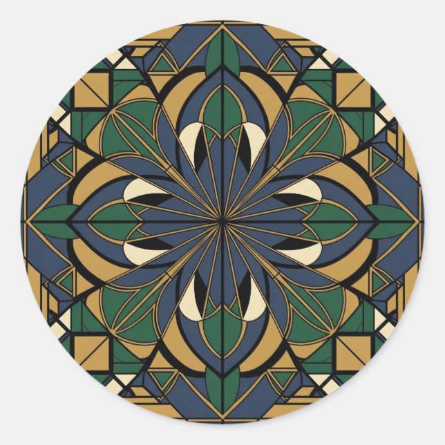 Sticker Rond Floral Art déco géométrique (Devant)