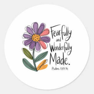 Sticker Rond Floral Avec Peur Et Merveilleusement Fabriqué Psau