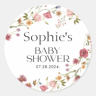 Sticker Rond Floral baby shower