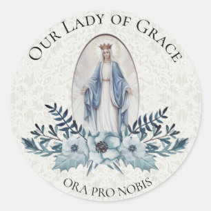 Sticker Rond Floral bleu  Écriture   Vierge   Dentelle