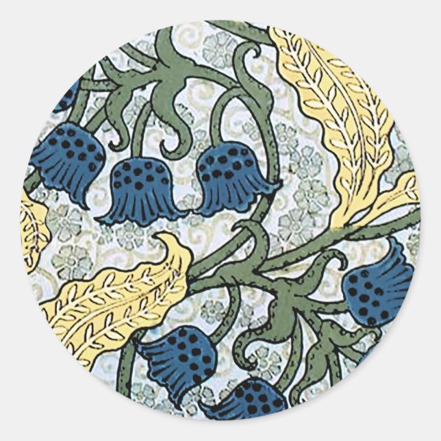 Sticker Rond Floral Blue Flowers Lily Valley Répétition (Devant)