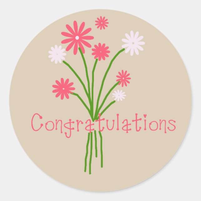 Sticker Rond Floral Bouquet Félicitations (Devant)