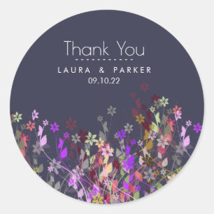 Sticker Rond Floral Chic Girly Mariage de Merci Personnaliser