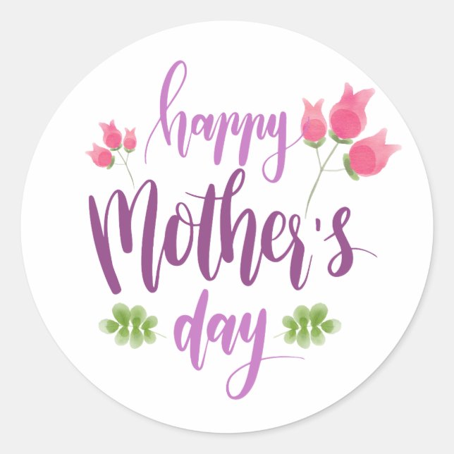 Sticker Rond Floral de la fête des mères| Sceau d'autocollant (Devant)