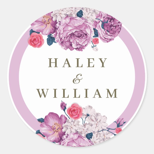Sticker Rond Floral Dusty Purple Bienvenue (Devant)