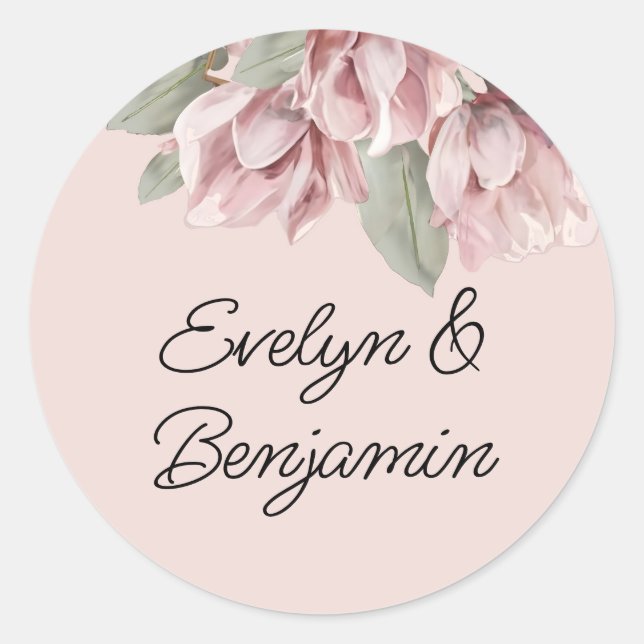 Sticker Rond Floral Dusty rose Blush (Devant)