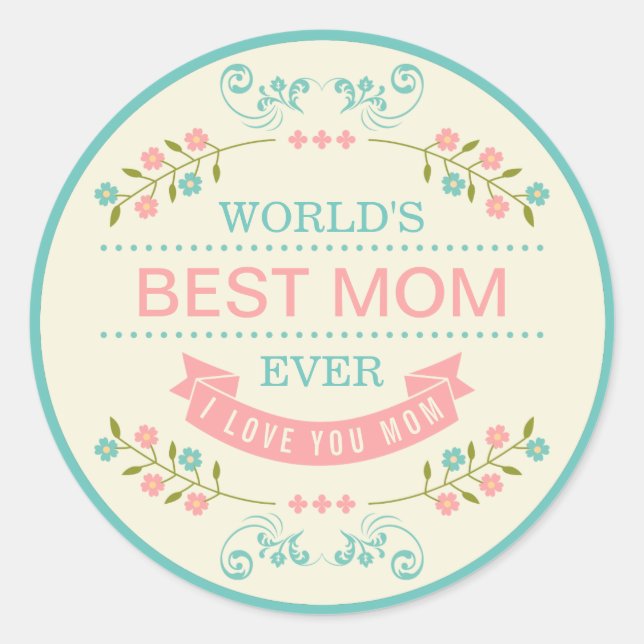 Sticker Rond Floral élégant - Journée mondiale de la meilleure  (Devant)