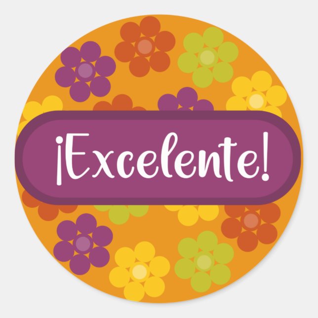 Sticker Rond Floral Excelente Prix de l'enseignant espagnol (Devant)