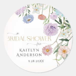 Sticker Rond Floral Fleur Sauvage Printemps Rose Pâle Mariage
