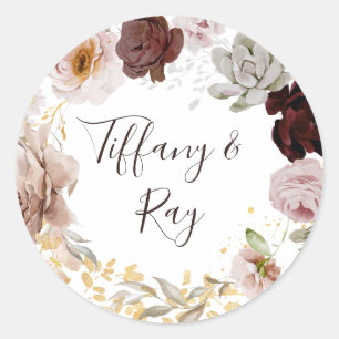 Sticker Rond Floral flush moderne   Sceaux d'enveloppe Mariage