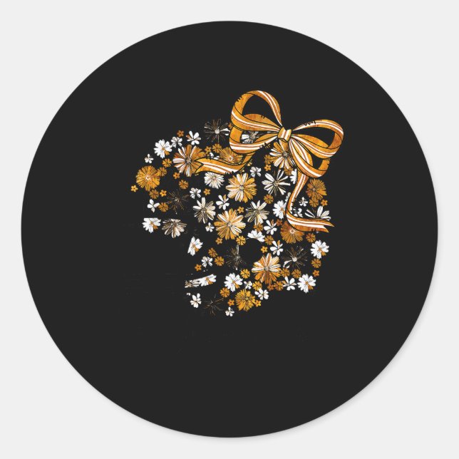 Sticker Rond Floral Football Game Day Girly Bow Team Srit Black (Devant)