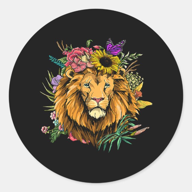 Sticker Rond Floral Lion Head Jardinage Plante botanique Fleur (Devant)