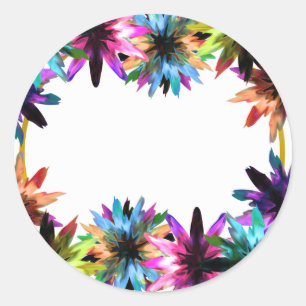 Sticker Rond Floral Lotus Flower Gold Boarder Fête des mariées