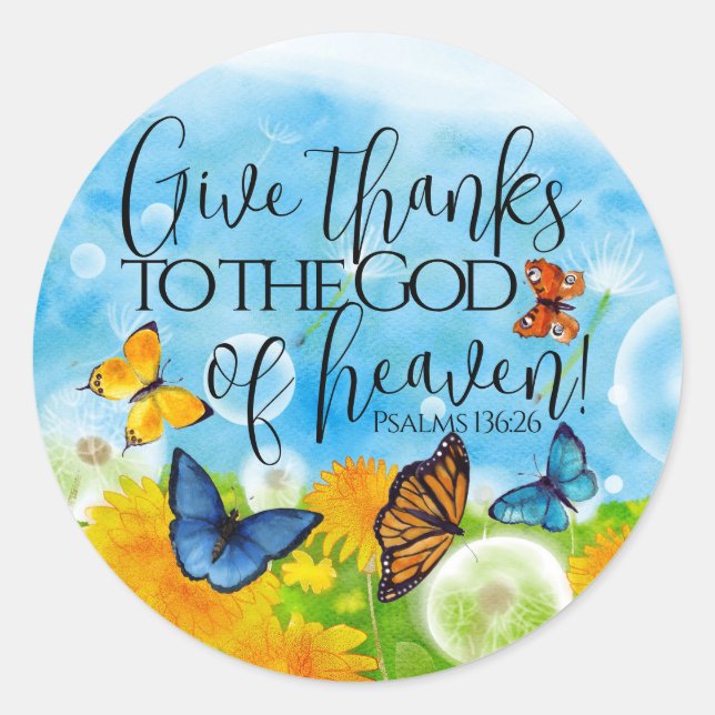 Sticker Rond Floral Merci Gratitude Bible Verse Christian (Devant)