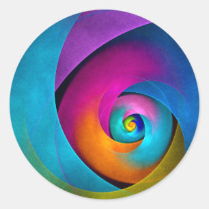 Sticker Rond Floral moderne Art Abstrait rose Bleu Motif #17