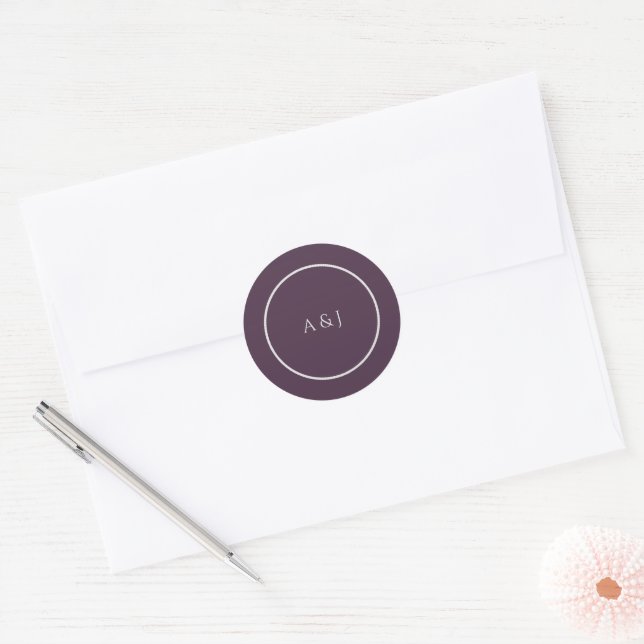 Sticker Rond Floral Moody noir et violet (Enveloppe)