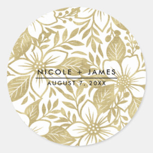 Sticker Rond Floral Or Moderne