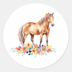 Sticker Rond Floral Pony Anniversaire