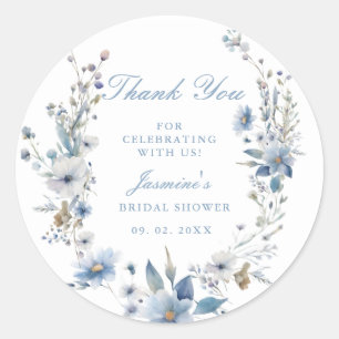 Sticker Rond Floral Quelque chose de bleu avant de faire Fête d