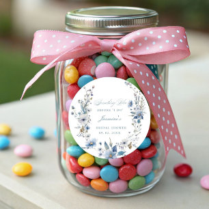 Sticker Rond Floral Quelque chose de bleu avant de faire Fête d