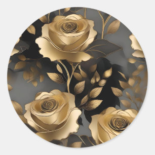 Sticker Rond Floral Rose d'or