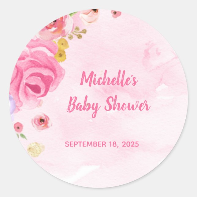Sticker Rond Floral Rose Gold Girls Aquarelle (Devant)