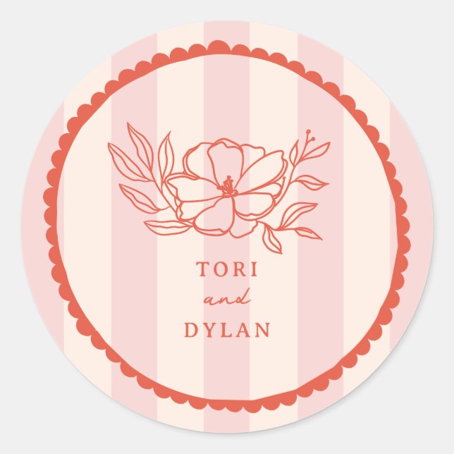 Sticker Rond Floral rose Mariage de bande tropicale (Devant)