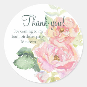 Sticker Rond Floral rose Merci