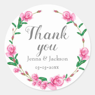 Sticker Rond Floral rose pastel