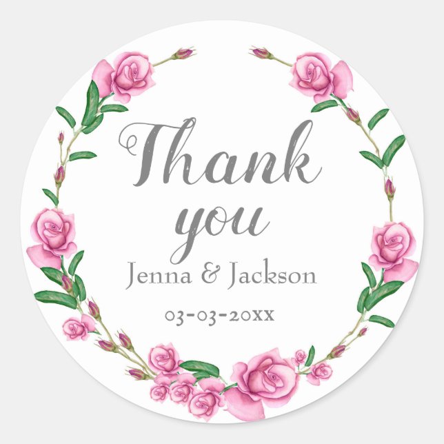 Sticker Rond Floral rose pastel (Devant)