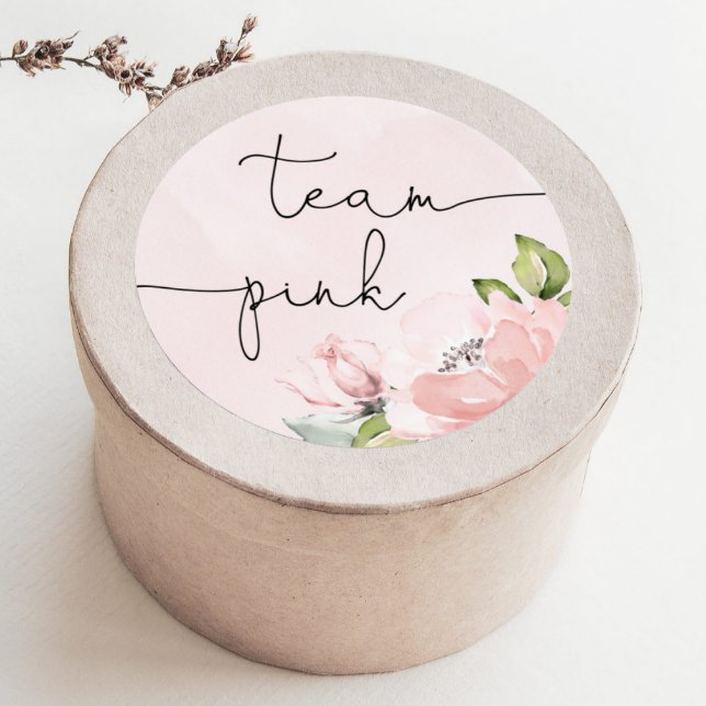 Sticker Rond Floral rose sexe révéler équipe fille, équipe rose (Créateur téléchargé)