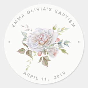 Sticker Rond Floral sensible élégant moderne du baptême  