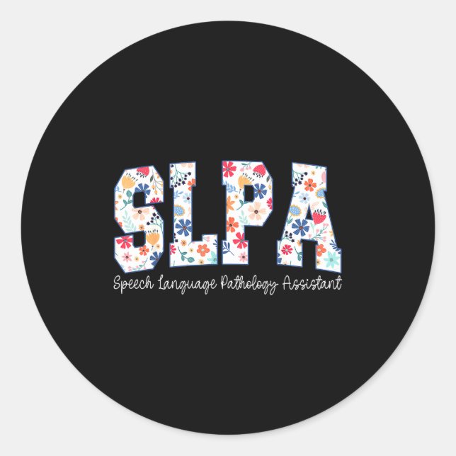 Sticker Rond Floral Speech Language Pathology Istant Slpa Appre (Devant)