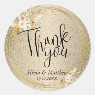 Sticker Rond Floral sur Parties scintillant or - Merci
