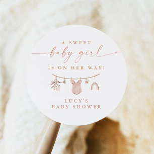 Sticker Rond Floral Sweet Baby Girl Clothesline Baby shower